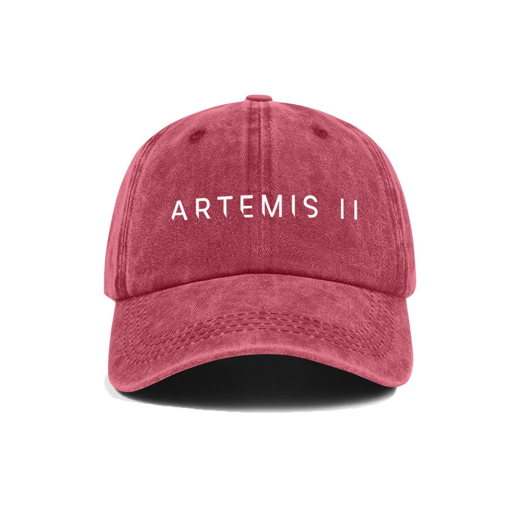 Casual Unisex Adjustable Baseball Cap Featuring Artemis II Embroidered Design Durable Cotton Twill Fabric Structured Crown Low Profile Visor