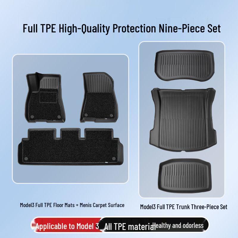 Suitable for Tesla Model Y/3: Premium TPE Floor Mats and Car Modification Accessories.
