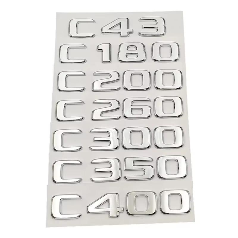 3D ABS Car Rear Tail Trunk Letters Emblem Badge Sticker For Mercedes Benz C Class 4Matic W204 W205 C180 C220d C63 C200 C260 C300 RX7
