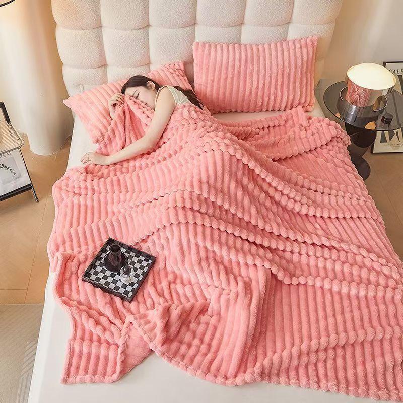 Luxury Soft Faux Rabbit Fur Throw Blanket Fluffy Warm Solid Color Plush Blanket for Sofa Bed Single Double Spring Autumn Plaid