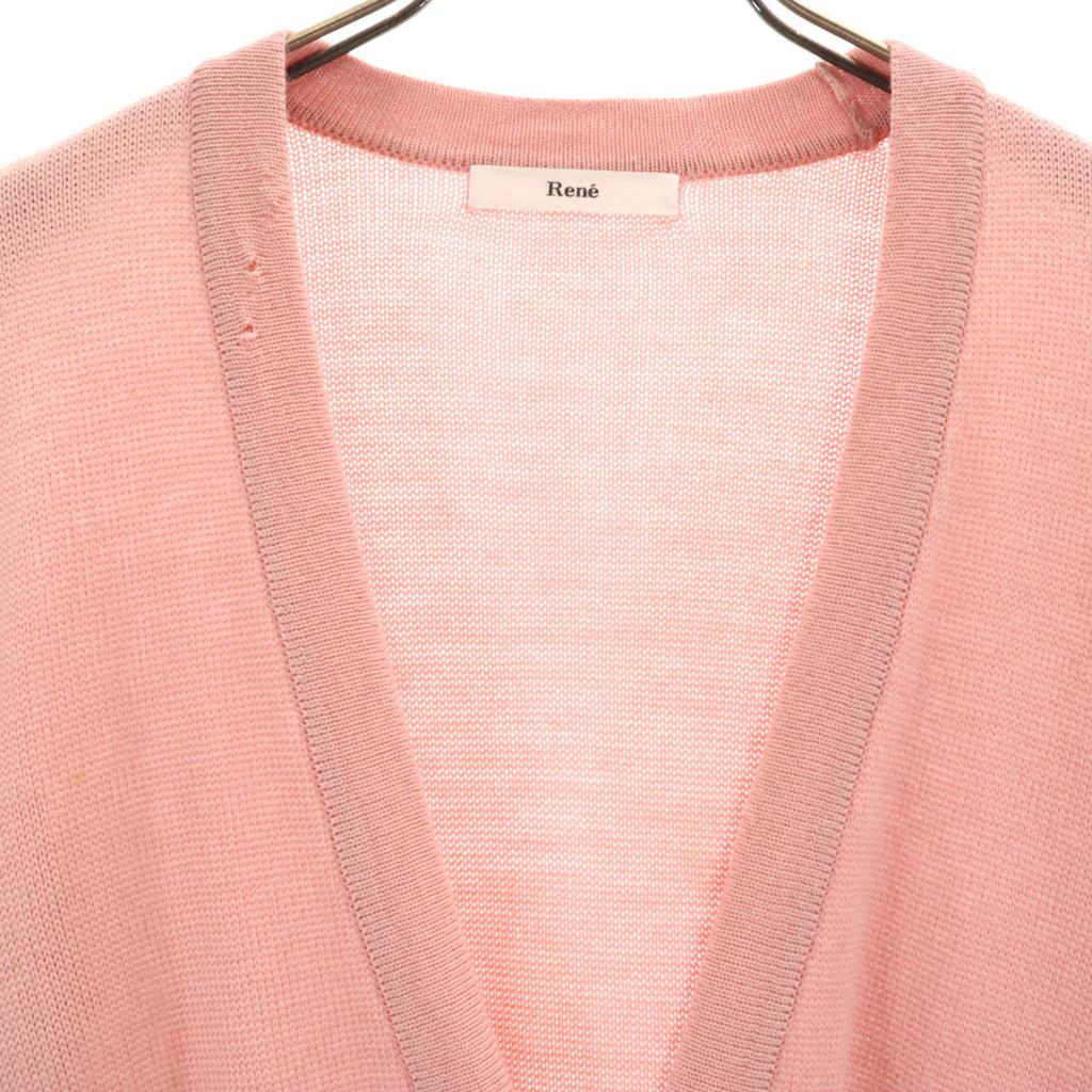 Rene Made In Japan Long Sleeve Long Knit Cardigan 36 Pink Women Used