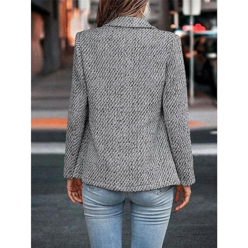 Women's New Small Suit Temperament Small Fragrance Slim Pocket Medium Long Coat Women's Clothing