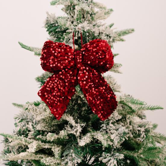 Christmas Bowknot Sparkling Sequins Decor Twist Tie Velvet Bows Xmas Tree Wreaths Garland Gift Wrapping Wedding Decor