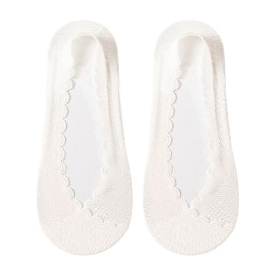 1 Pair Women Lace Socks Breathable Sweat-Absorbent Anti-Slip Shallow Mouthed Mesh Invisible Boat Socks