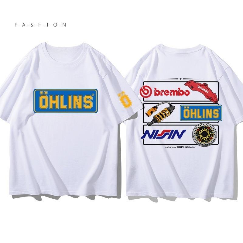2025 Men's Motorcycle Ohlins Suspension Print T-shirt Graphic Oversized Sport Breathable Comfortable Streetwear S-4XL Cool Tee