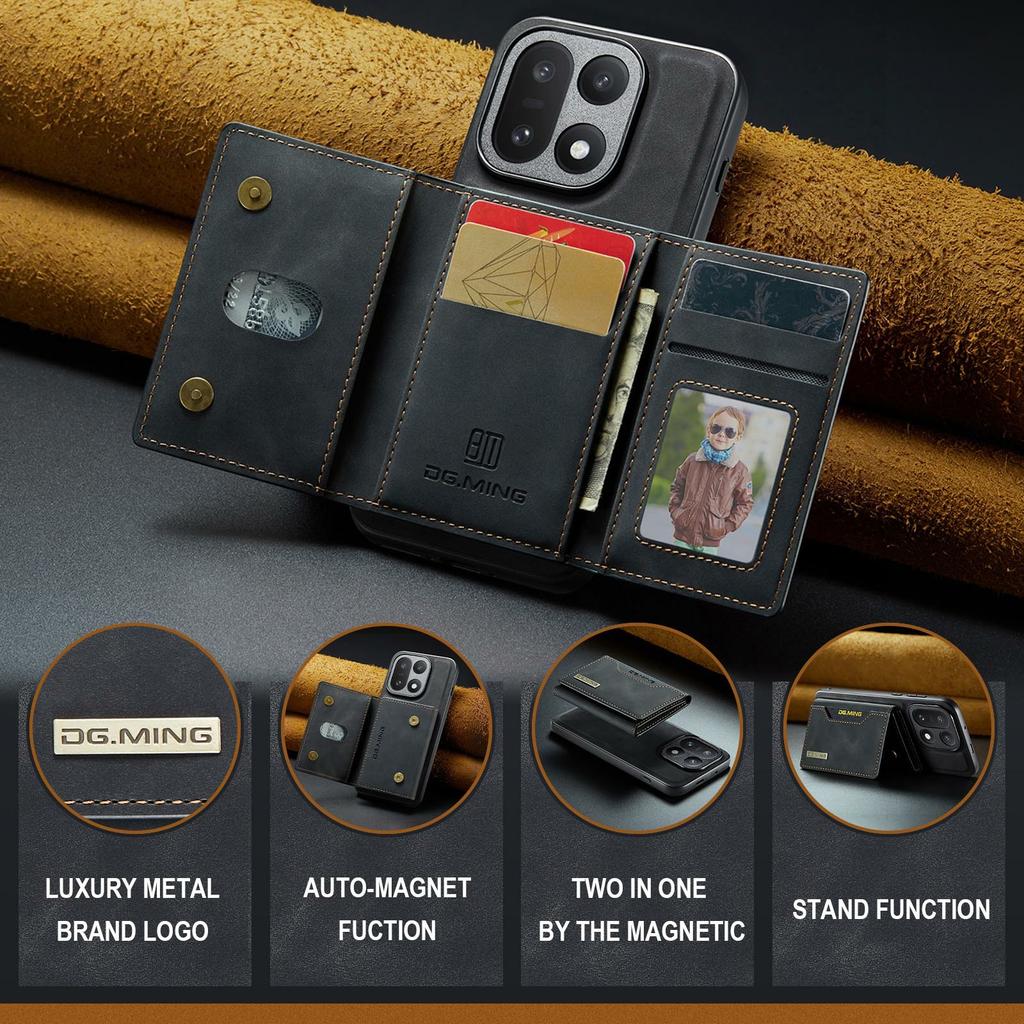 DG.MING M2 Serie für OnePlus 15 5G PU-Leder Dreifach faltbar Mehrere Kartenfächer Halter Geldbörse