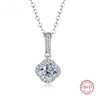 D Culoare 1ct Moissanite Diamond pandantiv norocos cu patru frunze 925 Sterling Silver 40+2+3CM Colier pentru femei Cadouri en-gros