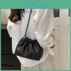 Chic 2024 Summer Bucket Bag For Women High-end Pu Leather Crossbody With Chain Strap