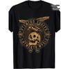 T-shirt Homme Style Gothique Vintage Phrase Latine- Tempus Fugit Memento Mori Crâne avec Ailes Graphique- Impression Dorée- Style Heavy Metal Décontracté