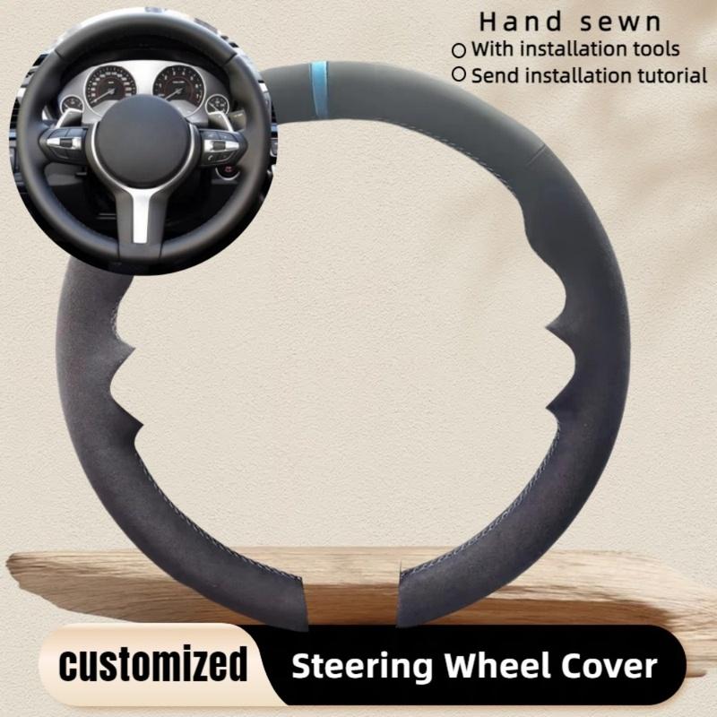 

Car Steering Wheel Braid Cover For BMW F87 M2 F80 M3 F82 M4 M5 F12 F13 M6 F85 X5 X6 F33 F30 M Sport Suede DIY Steering Wrap Black Thread