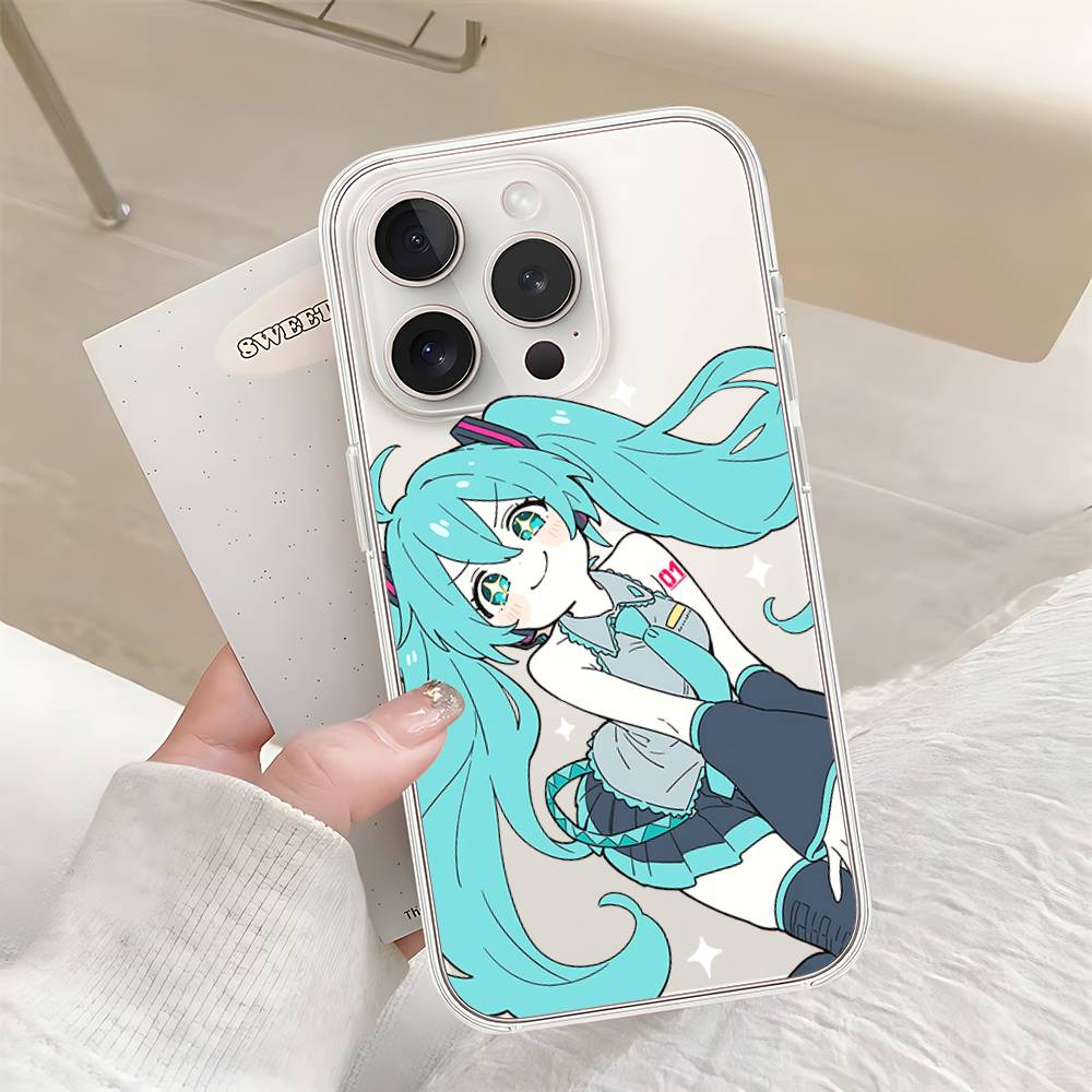 Kawaii H-Hatsune Miku-S Phone Case For Iphone17 16 15 11 13 14 Pro Max 7 8 Plus X Xr Xs Max Se2020 12mini Transparent Cov
