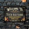 Personalized Metal Bar Sign 8x12 Inch Vintage Wood Grain Home Wall Art Festival Gift