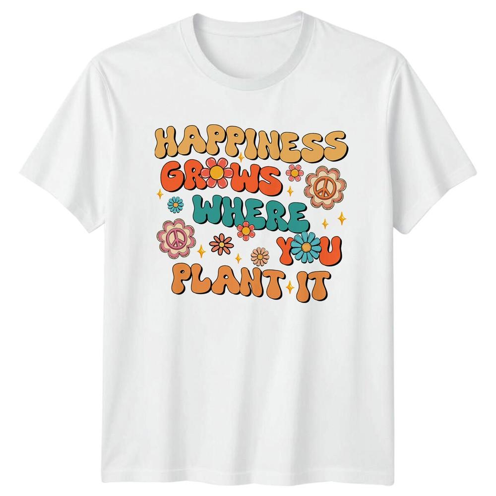 Happiness Grows Where You Plant It Floral Retro TShirt S