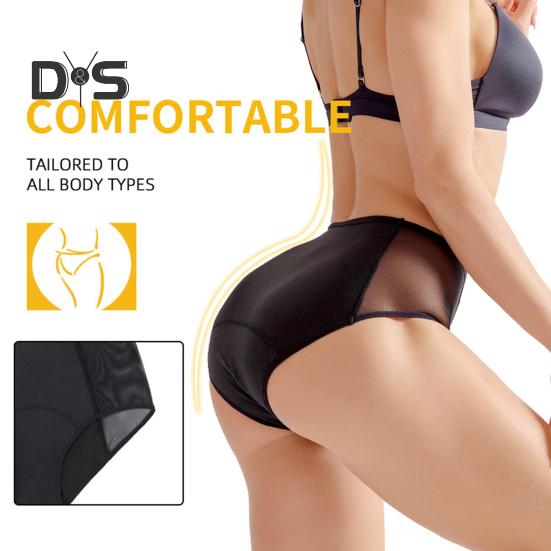 Women Underpants High Waist Four-layer Plus Size Butt-lifted Mesh Patchwork Elastic Period Prevent Leakage Briefs Menstrual Panties Female Underwear