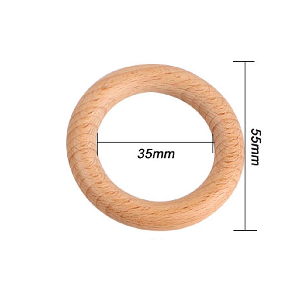Kovict 3pc/Lot 40/50/55/60/65mm Natural Beech Wooden Ring DIY Crafts For Jewelry Making Home Decoration Handmade Accessories