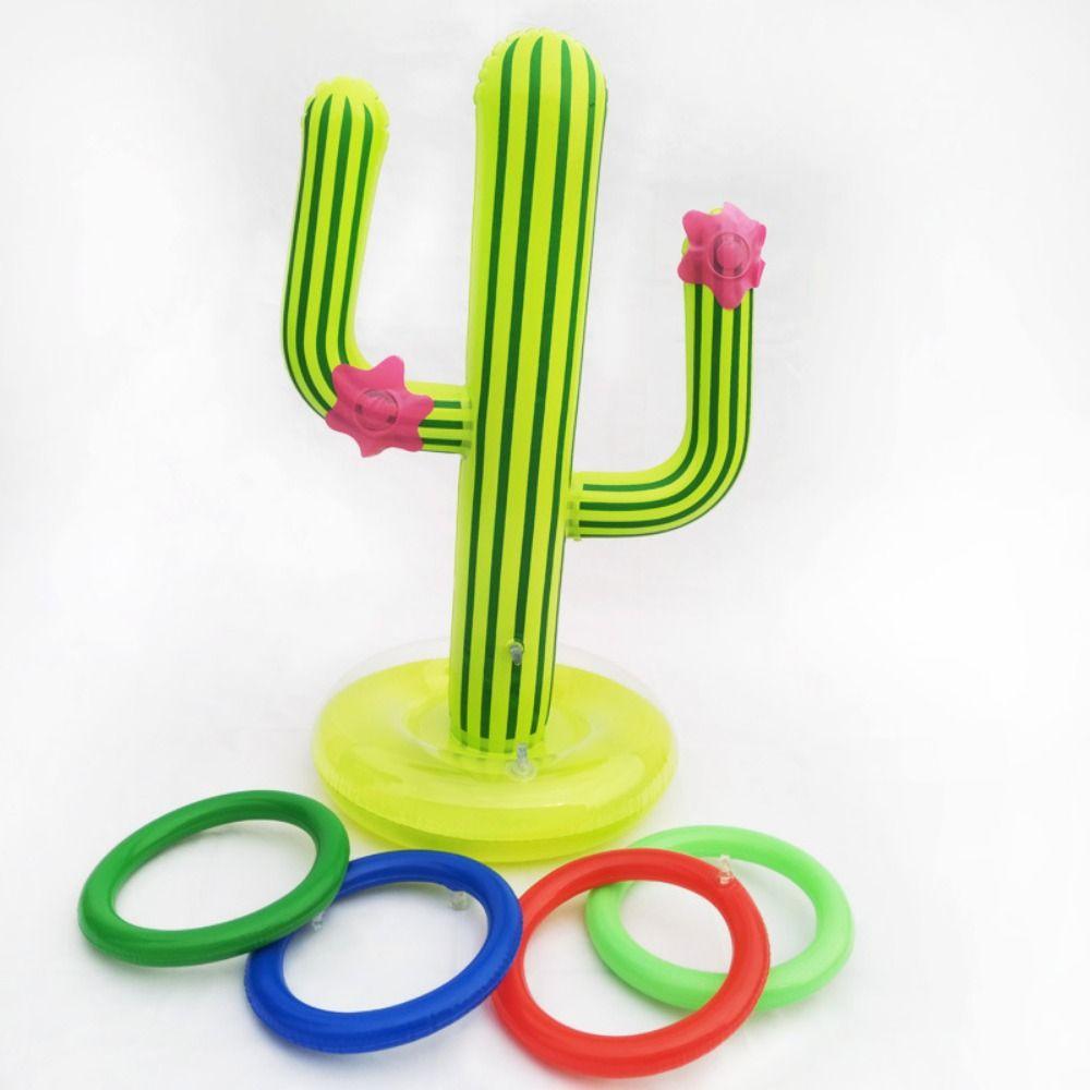 PVC Inflatable Cactus Ring Toss Game Floating Playing Swimming Pool Air Mattress Children Adult