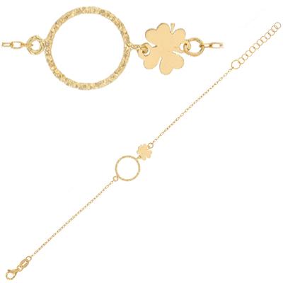 [R5473] - Handcrafted Silver Bracelet 'Clover' Gold - 7x7 Mm Clover