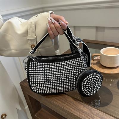 Luxury Rhinestone Shoulder Bags with Small Purse Women's Fashion Party Underarm Crossbody Bag
