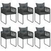 7 Piece Outdoor Dining Set PVC Rattan Black