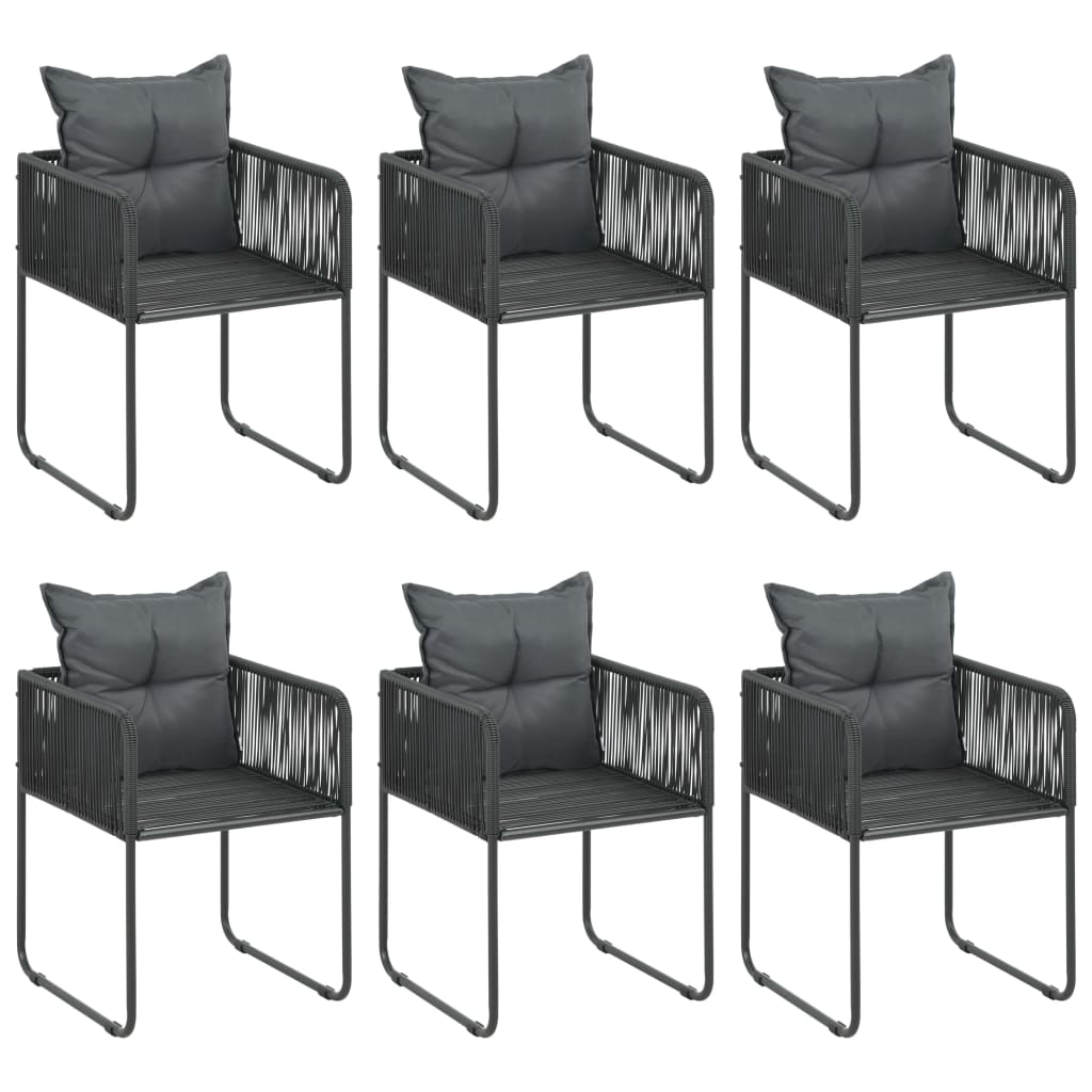 7 Piece Outdoor Dining Set PVC Rattan Black