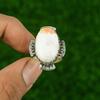 Sterling Silver Oval Natural Scolecite Multi Stone Crown Chakra New Ring US 7.5