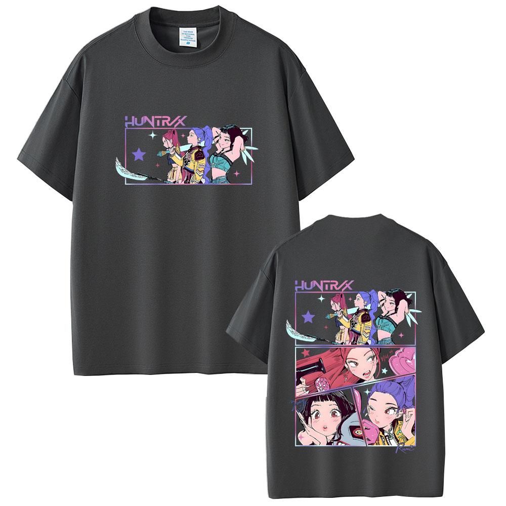 Devil Hunter Double-sided Printed T-shirt for Men and Women Cartoon Casual Oversized Short Sleeved T-shirt Fan Gift