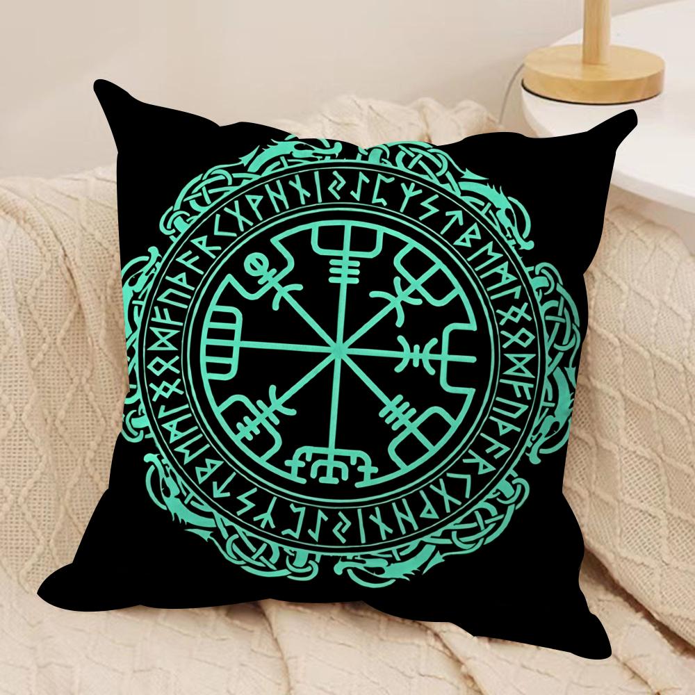 Pattern VVikingS AAmuletS Cushion Cover Short plush Doublesided Print Square Throw Pillow Covers Sofa Home Cushion Decor