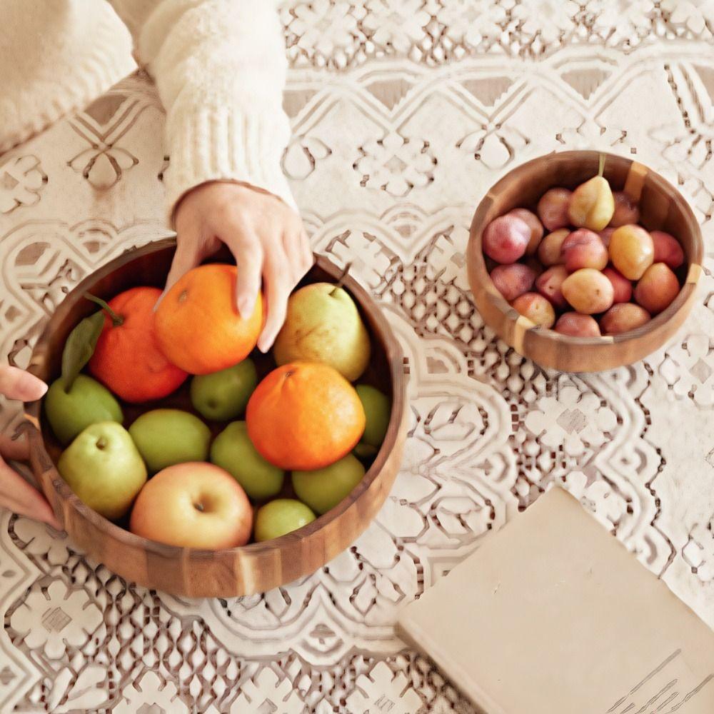 Scald-resistant Acacia Wooden Bowl Rustic Style Fruit Serving Bowl Natural Snack Bowl  Oats