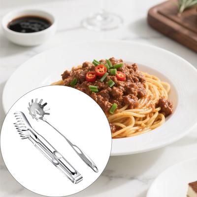 Edelstahl Spaghetti-Löffel und Zange Ergonomisches Küchenwerkzeug Mit Ablauflöchern Zum Braten, Kochen Und Servieren von Speisen