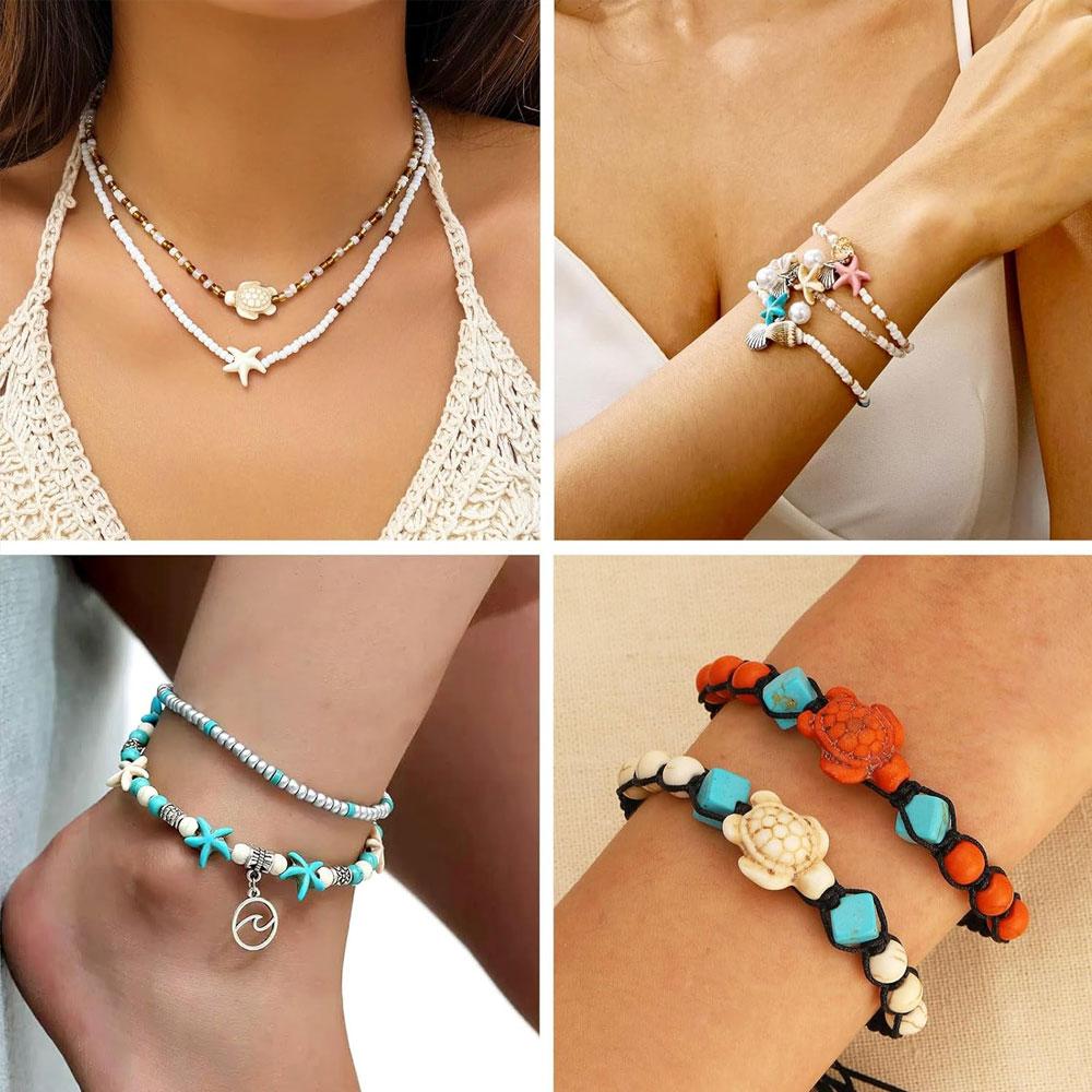 100pcs Turquoise Sea Turtle Zhuhai Star Bead Colorful Marine Life Bead Craft Bead Jewelry Making Bracelet Necklace Foot Chain DIY Supplies