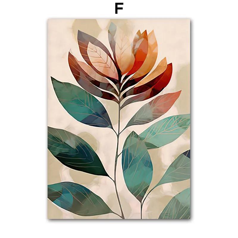 Mural Print Boho Abstract Leaf Cactus Plant Wall Art Canvas Painting Botanical Poster Picture Living Room Home Decor