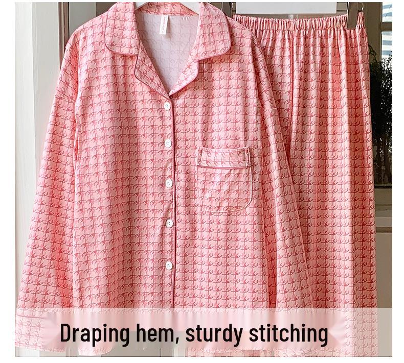 Plus Size Maternity & Postpartum Pajama Set with Breast Pads - Long Sleeve, Spring & Autumn Nursing Wear