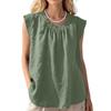 Sleeveless Loose Fit Linen Blouse for Women Casual Round Neck Solid Lightweight Summer Top Shirt