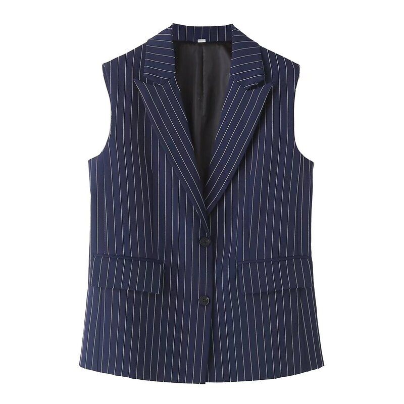 Fashion Style Foreign Trade Women's Clothing 2024 New Fashion Casual Sleeveless Loose Stripes Vest Pants Suit