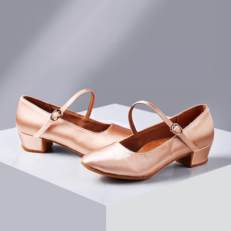 Salsa Tanzschuhe Damen niedriger Absatz 3cm Seide weiche Sohle Mädchen Modern Dance Schuhe Damen Übung geschlossene Zehen Kinder Tanzschuhe