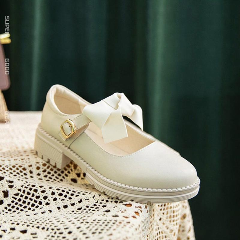 Shallow Mouth Single Shoes Dámské Divoké Jemné malé kožené boty na silném podpatku Dámské Roztomilé malé kožené boty Retro Boty Lolita