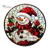 Holiday Hanging Art for Windows Christmas Acrylic Window Decor, 2D Holographic Stained Glass Double Sided Festive Ornament with Metal Chain,