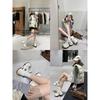 Cowhide Heightening 7.5cm Cross Flower Platform Casual Sports Shoes Female Dad Shoes Running Shoes