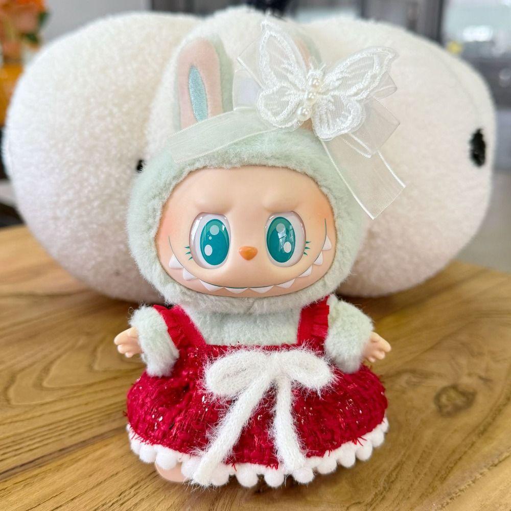 

1 set Skirt 17cm Labubu Pendant Clothes Labubu Doll s Clothes Set Cotton Doll Accessories рожевий