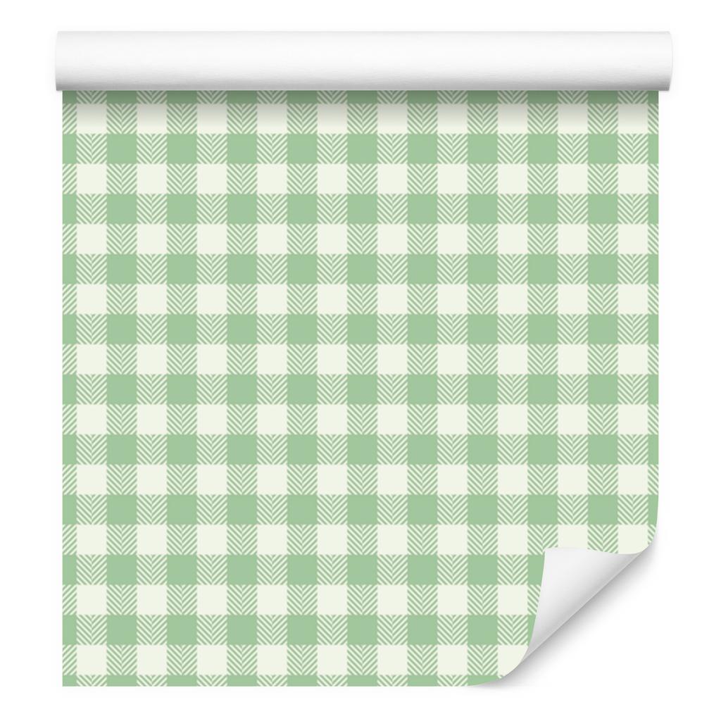 Wallpaper Fabric Pattern Mint, White and Green for Living Room and Bedroom 50x1000