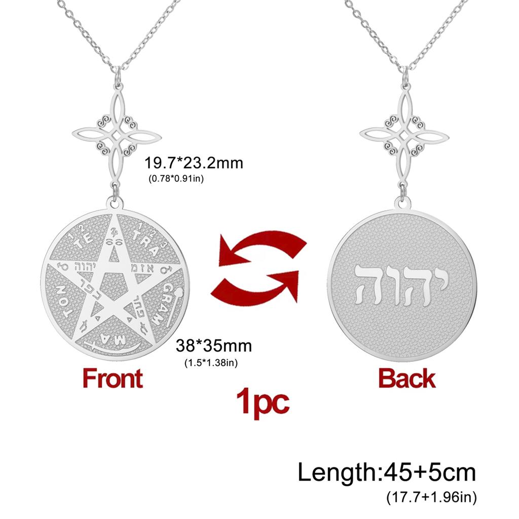  God Name Tetragrammaton Pentacle Necklaces Stainless Steel Sacred Witch Knot Pendant Chain Solomon Seal Amulet Jewelry