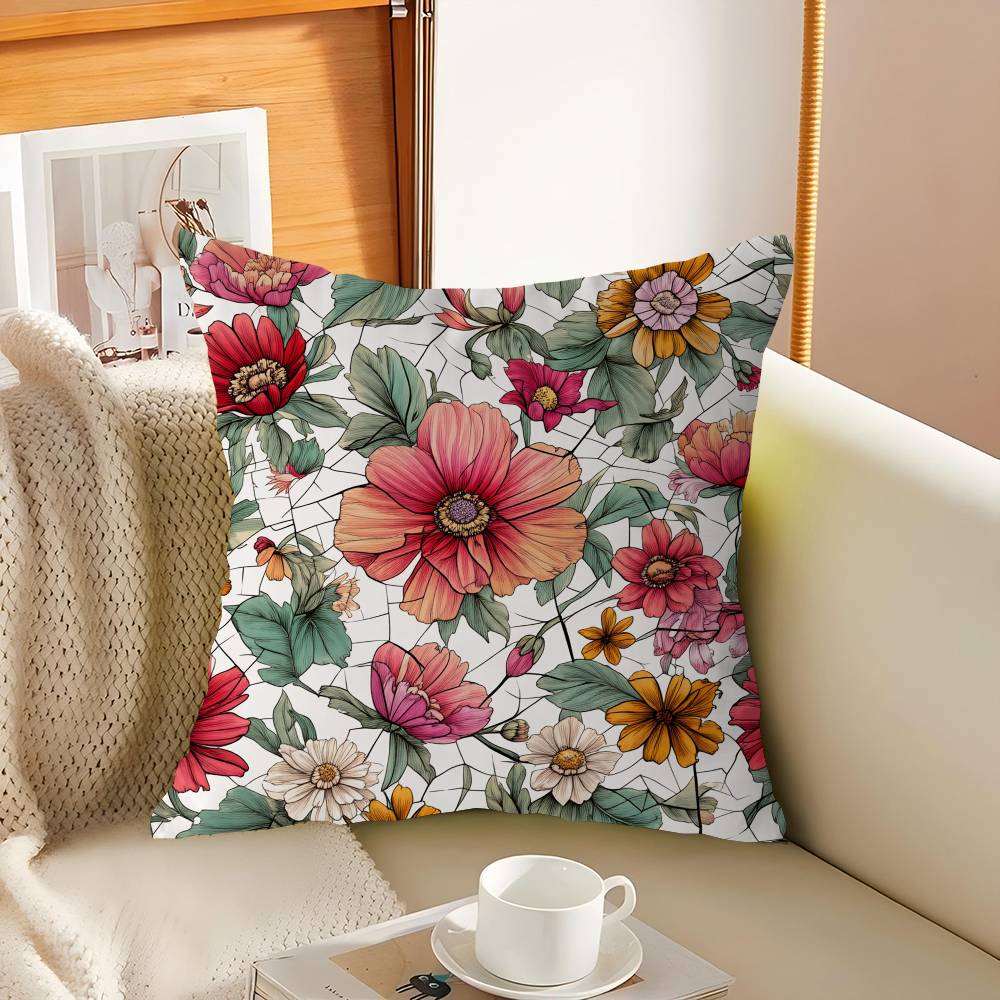 Elegant And Gentle Floral Print Pillow Cover Sofa Cushion Cover Home Room Decoration Children Gift
