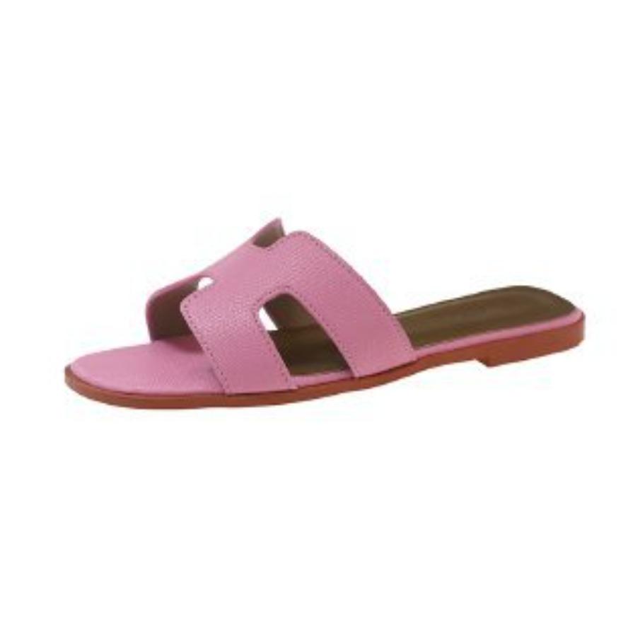 Vielseitige und stilvolle Damen-Flatsandalen mit Schriftzug, perfekt für Strandkleidung und lässige Strandsandalen. 38 rosa