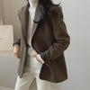 Women's Retro Hong Kong-Style Wool Herringbone Jacket - Long-Sleeved, Chic Suit Top for Spring & Autumn