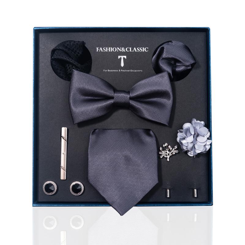 Luxury Groom Tie, Pocket Square & Boutonniere Gift Set for Weddings