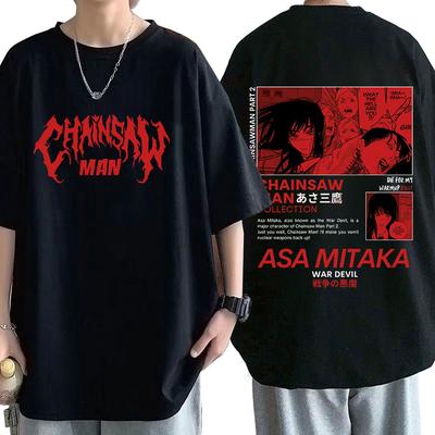 Anime tronçonneuse homme Asa Mitaka t-shirt drôle graphique Manga impression t-shirt hommes femmes T-shirts surdimensionné gothique unisexe Streetwear