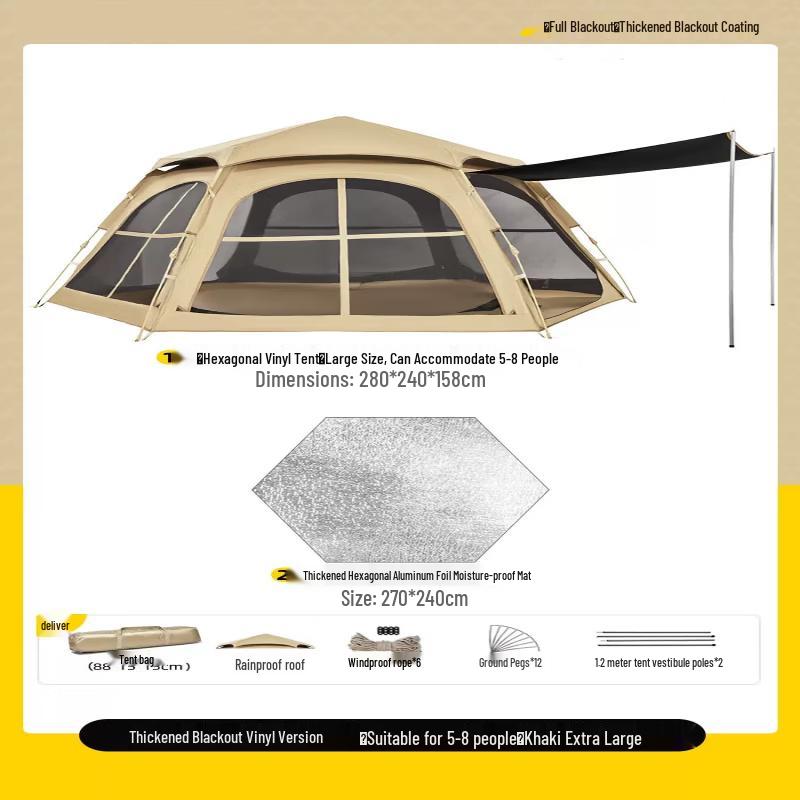ZISIZ Hexagonal Blackout Quick-Open Camping Tent