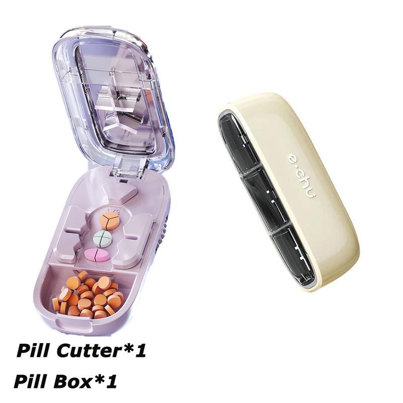 1/2 en 1/3 Verstelbare Pillensnijder Opbergdoos Draagbare Medicijntablet Medicijn Stofdichte Scheidingswand Organizer Vergruizer Pillensnijder