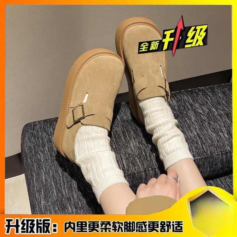 Damskor i sammet, enkel sko, 2, vår och höst, nya, tjocka sulor, muffin, en-pedal, heltäckande