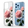 Pink Rose Magnetic Clear Case for iPhone 15/16/17 Pro Max - Full Protection
